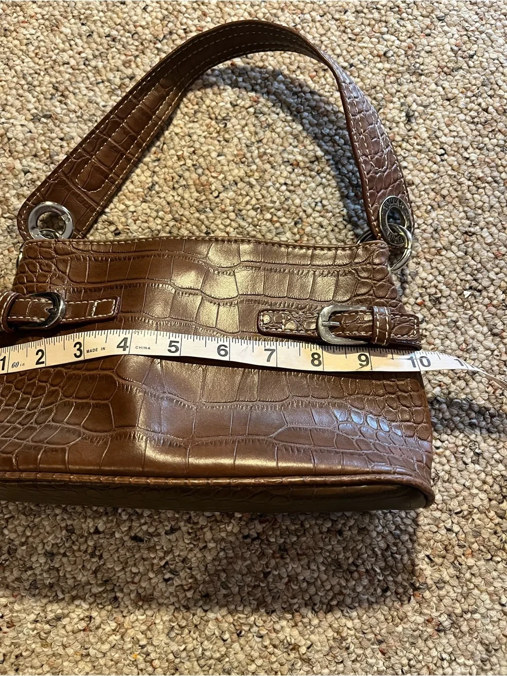 Vintage Y2K Tommy Hilfiger Brown Faux Crocodile Shoulder Bag